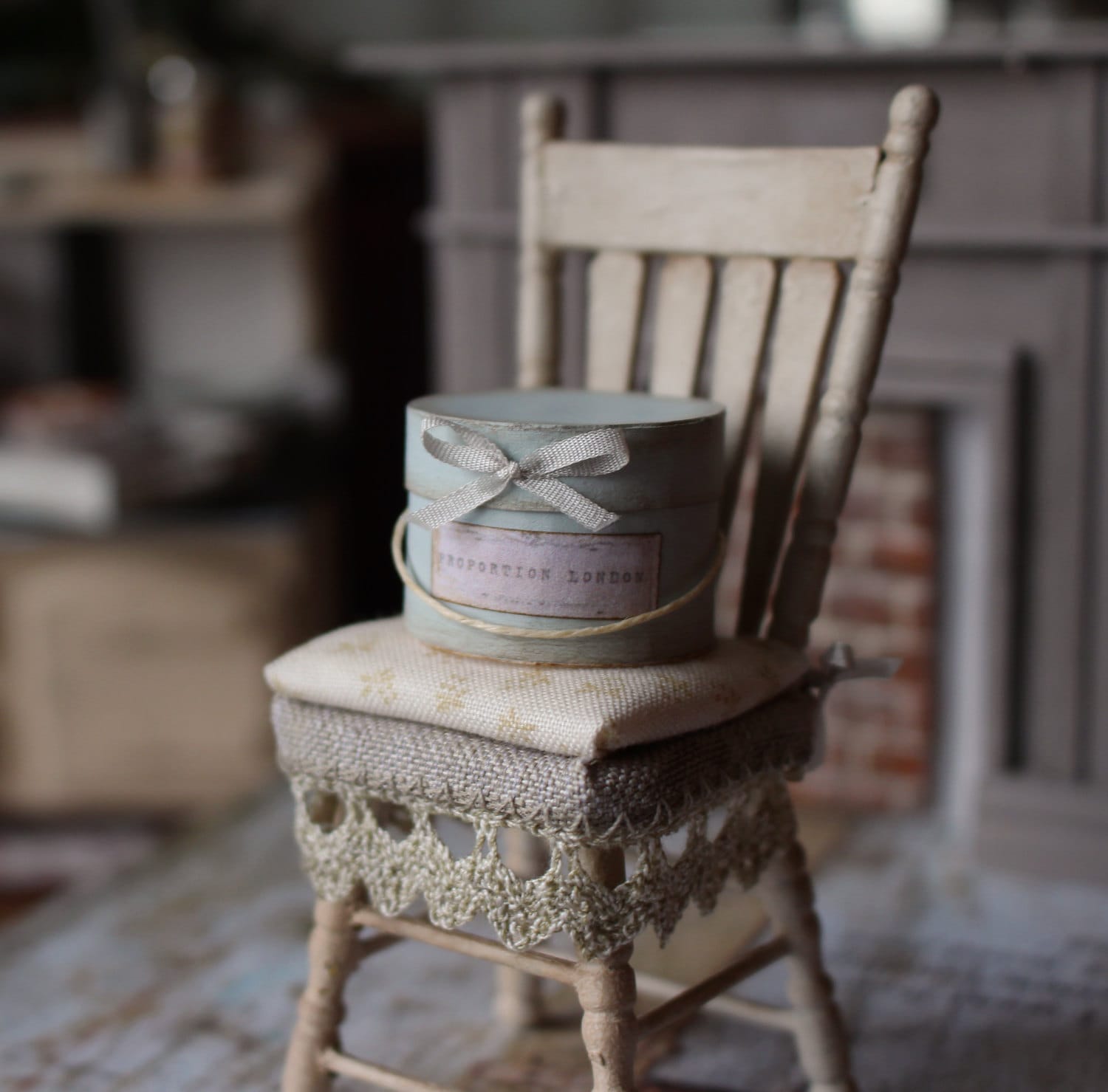 Dolls House Miniature Vintage Hat Box in Blue 12th Scale Etsy UK