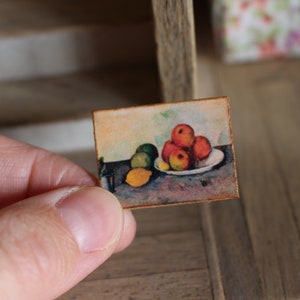 Dolls house miniature Impressionist still life fruit Cezanne oil painting image 3