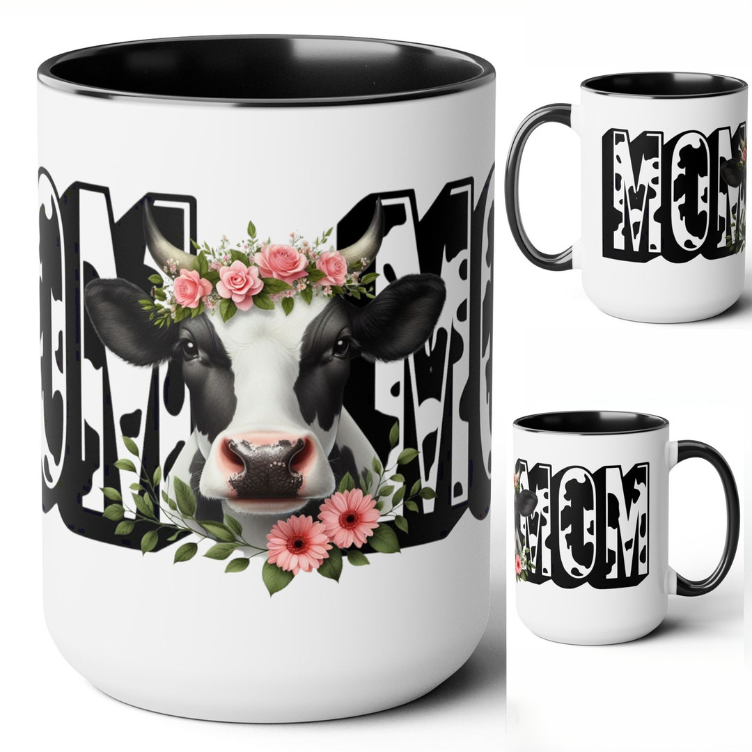 Cow Print Coffee Mug With Cow at Center Stage, Birthday Gift for Mom ...