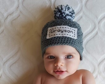 monogrammed baby caps