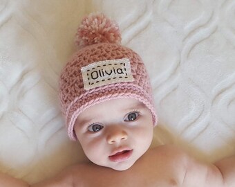monogrammed baby caps