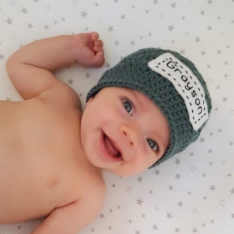 monogrammed newborn hat