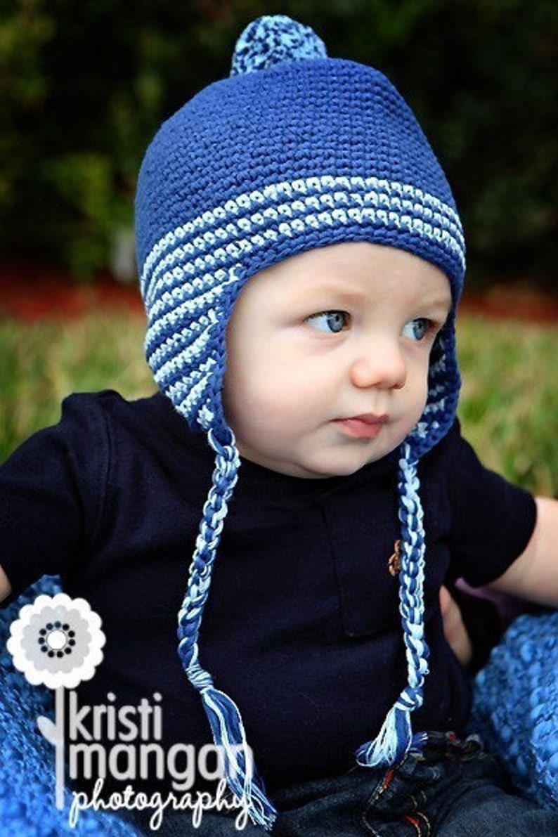 Crochet Baby Hat Baby Boy Ear Flap Hat Baby Boy Hat Etsy