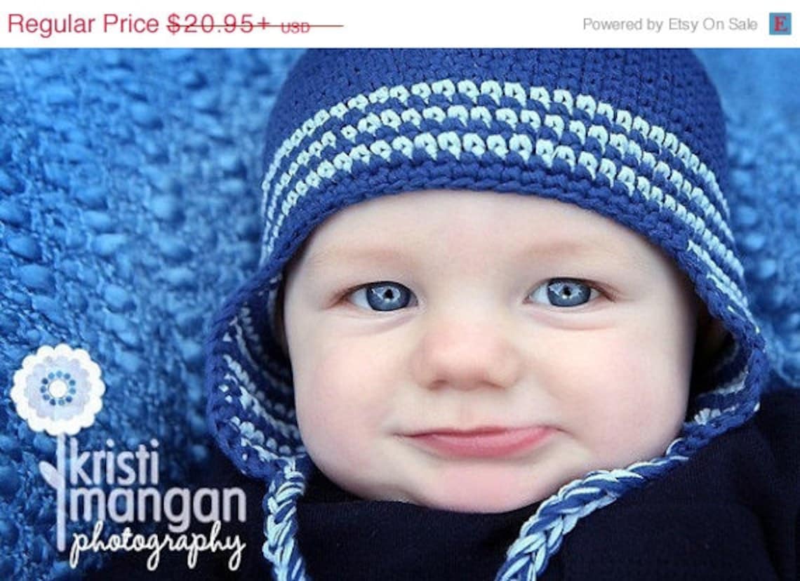 Crochet Baby Hat Baby Boy Ear Flap Hat Baby Boy Hat Etsy