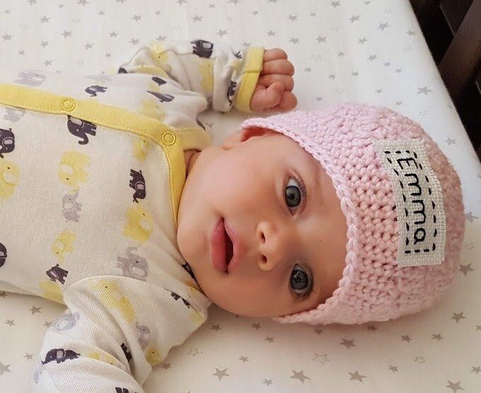 Monogrammed Newborn Baby Hat 