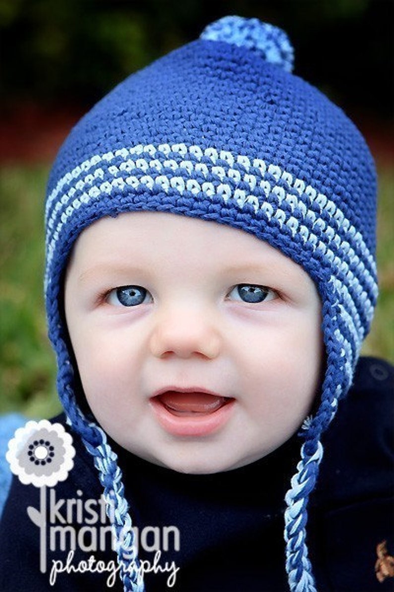 Crochet Baby Hat Baby Boy Ear Flap Hat Baby Boy Hat Etsy