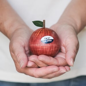 Personalised Wooden Apple with Secret Message - Anniversary Present, Unique Fruit Decor, Personalized Wooden Apple, Father’s Day gift