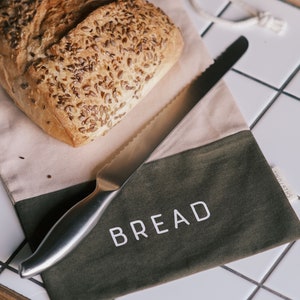 Eco-Friendly Two-Tone Linen Bread Bag: Drawstring Storage for Zero Waste Kitchen, Cottagecore Decor & Sustainable Gift