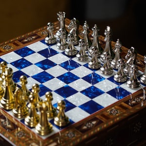 Luxury Chess Board with Storage Classic Chess Pieces Handmade Chess Set Unique Gift for Fathers Day Best Gifts for Him