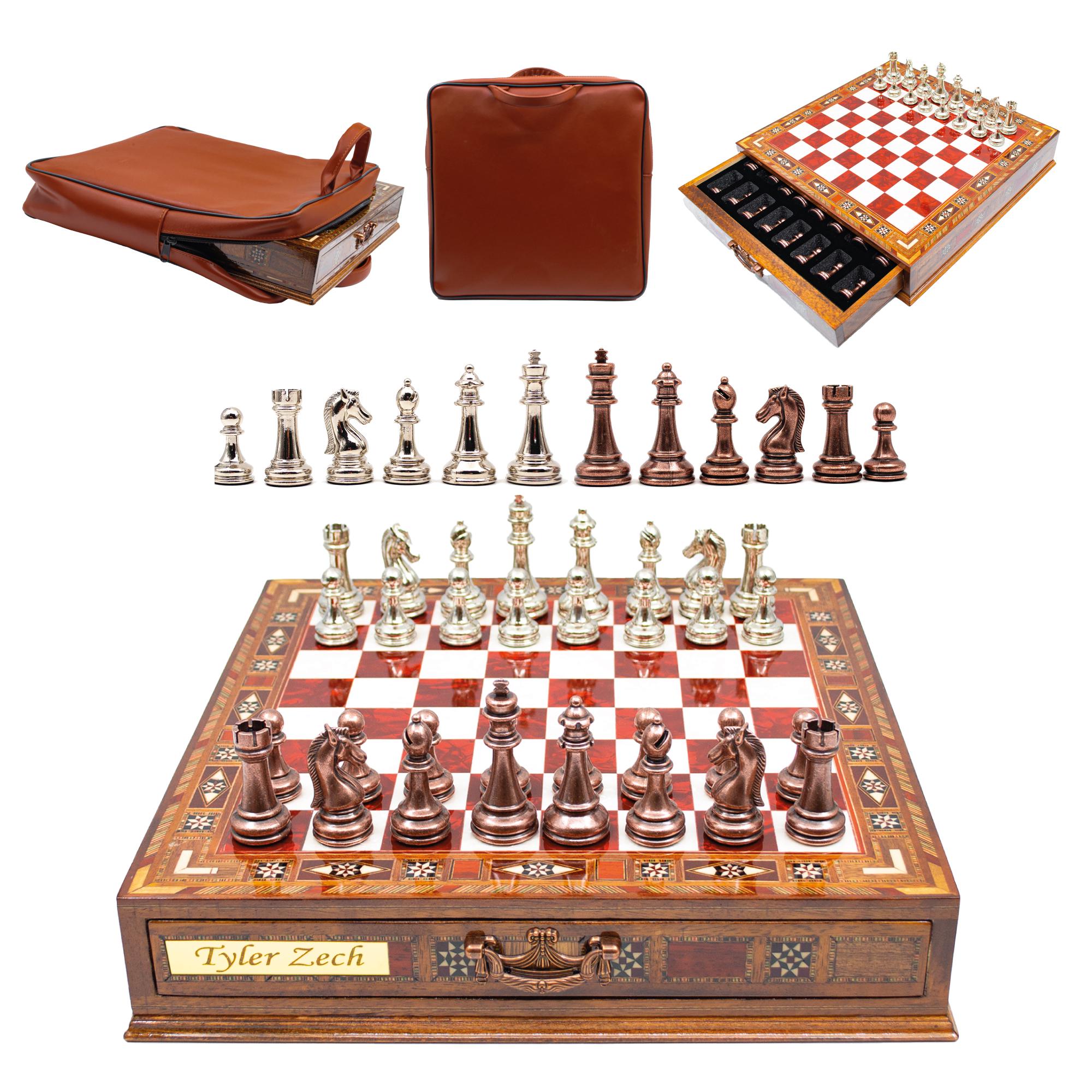 Handmade Wooden Chess Set: Cooper Chess Pieces, Storage Board - Etsy