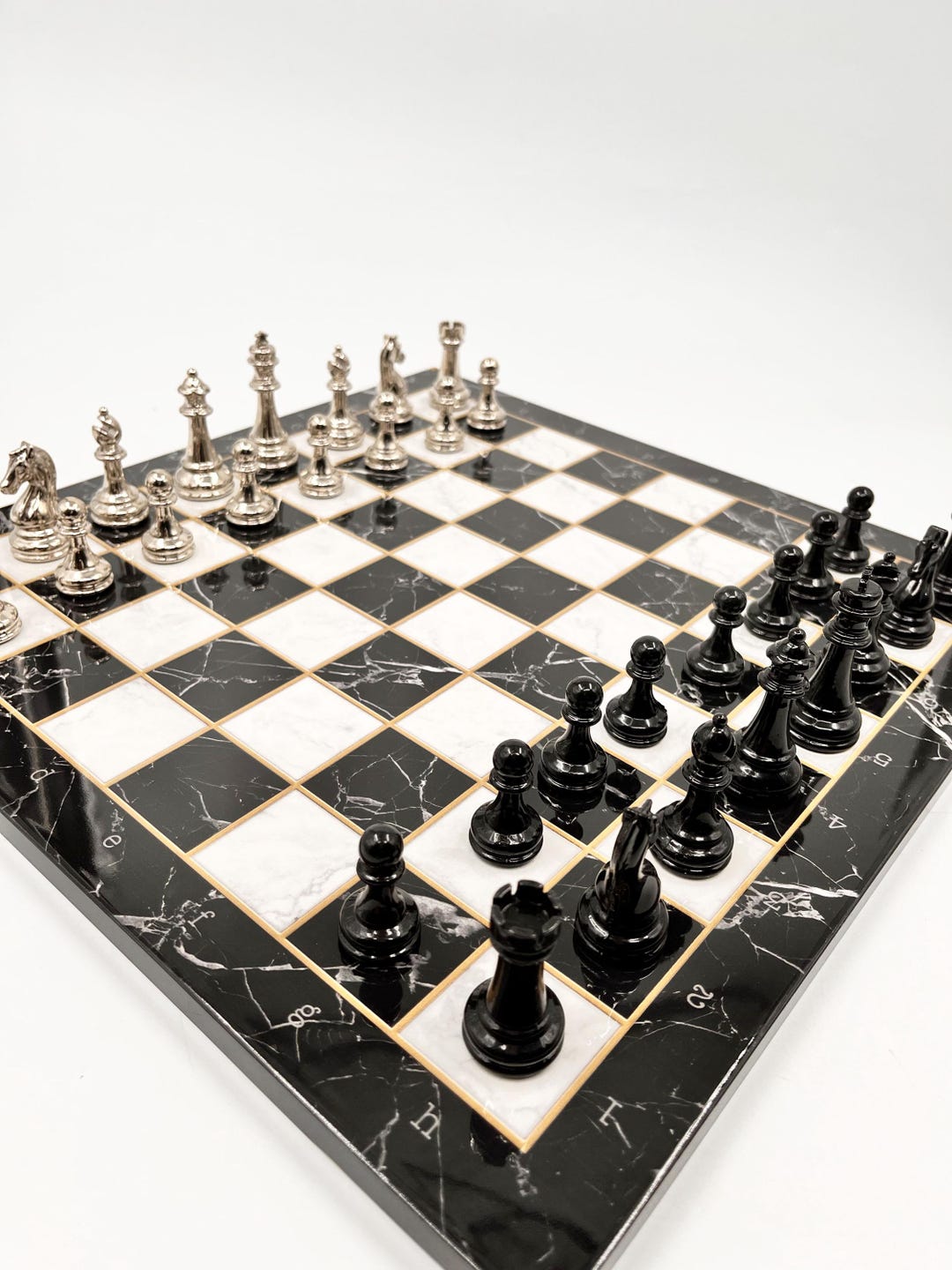 Marble Patterned Chess Set: Classic Metal Chess Pieces - Etsy