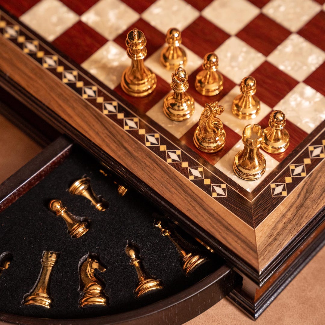 Chess.com Customize Christmas Gift for Him, Personalized Wooden Chess Set With Metal Pieces ...