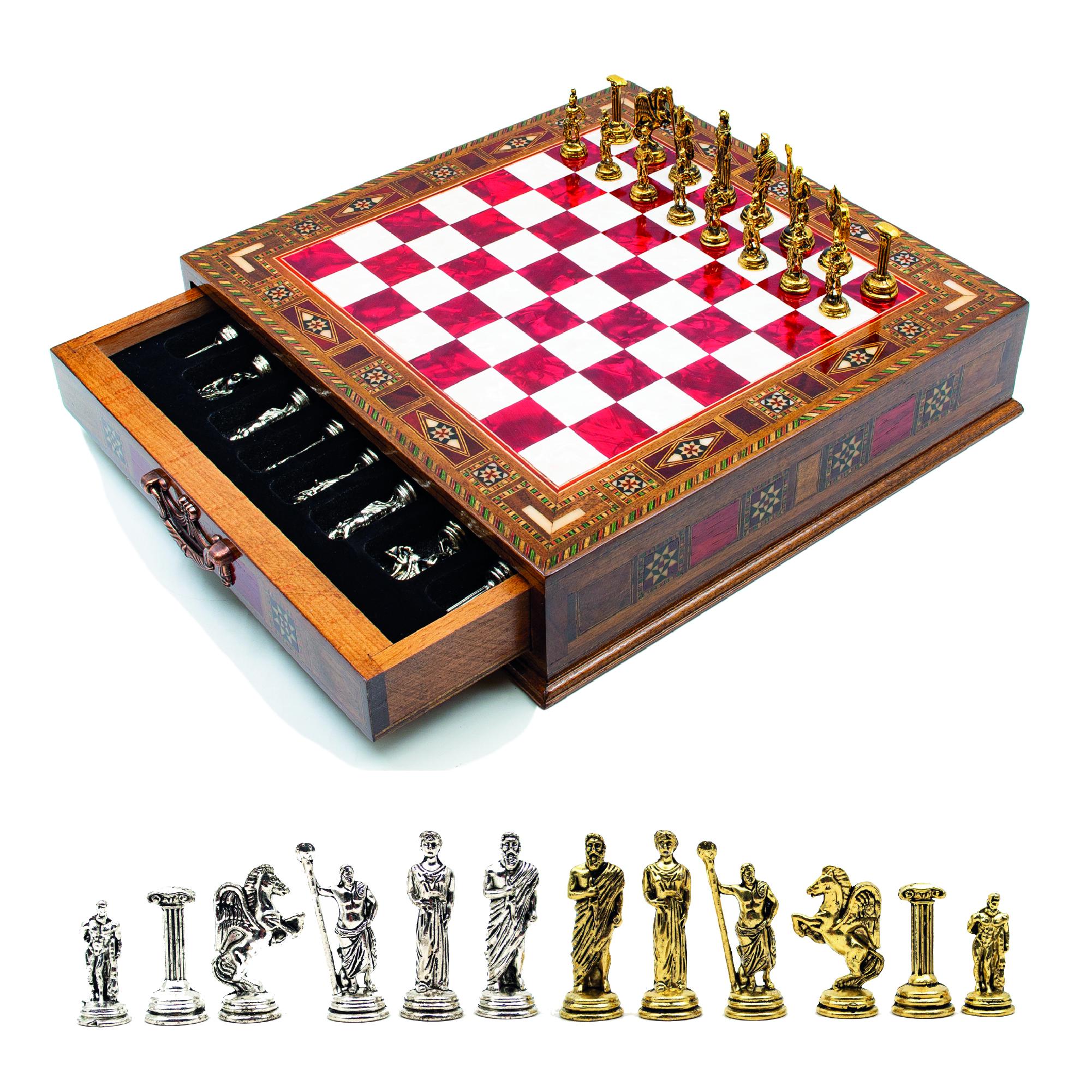 Unique Handmade Chess Set With Storage Wooden Colorful Chess