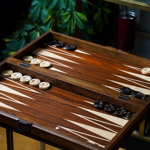 Personalized Walnut Backgammon Set: Handmade Engraved Wood Board Game