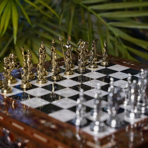 Wooden Chess Set Premium Fathers Day Gift Chess Board with Storage Handmade Personalized Gift for Him Chess Set Wood