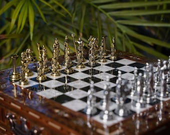 Wooden Chess Set Premium Fathers Day Gift Chess Board with Storage Handmade Personalized Gift for Him Chess Set Wood