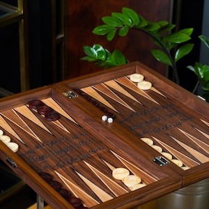 Handcrafted Walnut Backgammon Set: Personalized Turkish Tavla Board