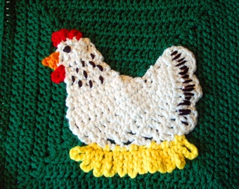 Nesting Hen PDF Crochet Chicken Applique Pattern INSTANT DOWNLOAD