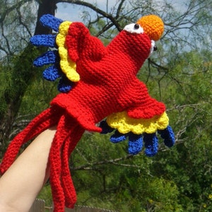 Scarlet Macaw Hand Puppet Crochet Pattern PDF INSTANT DOWNLOAD