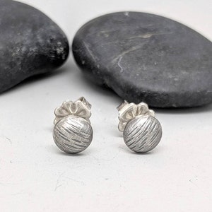 Little silver dome button earrings