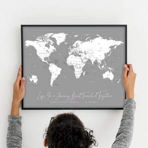 Personalized World Map Poster Couples Travel Map Print Wedding Gift, Family Vacation I'll Go Anywhere With You Unframed Wall Decor image 8