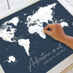 Adventure Is Out There Unframed Poster Unique Sentimental Valentines Gift Map Print, World Traveler Wall Decor Family Vacation Tracker image 1