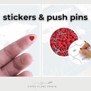 DIY Travel Map - Extra Push Pins or Stickers - For USA and World Where We've Been Pin Maps