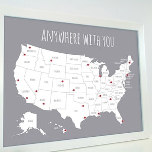 Mini USA Push Pin Map | DIY United States Travel Map Pin Board Kit | First Anniversary Gift for Him Bf Gf | Places We&#39;ve Been US Map 8x10