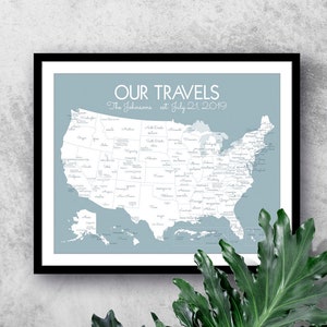 Personalized US Travel Map Print United States Pin Map Where We've Been Map Wedding Gift for Newlyweds First Year Paper Anniversary image 7