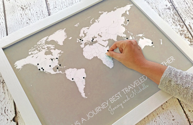 World Travel Map Print Unframed World Map Poster Personalized Wedding Gift for Couples Mother's Day Gift, 1st Year Anniversary Gift image 2
