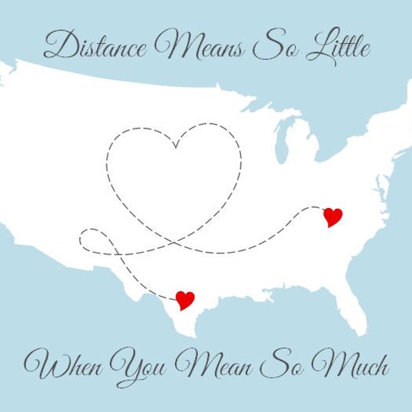 Long Distance Friendship Gift, State to State Map Art Print, Personalized Family USA Map With Heart, 11x14, 12x16, 16x20 Poster