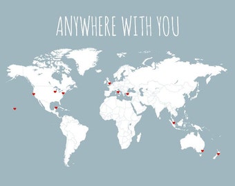 Romantic Gift for Her | Sentimental Gift for Boyfriend | Romantic Gift for Him | Thoughtful Girlfriend Gift | Couple World Travel Map