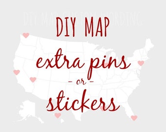 DIY Travel Map - Extra Push Pins or Stickers - For USA or World Travel Maps Only