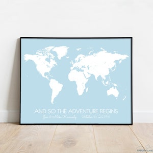 World Travel Map Print Unframed World Map Poster Personalized Wedding Gift for Couples Mother's Day Gift, 1st Year Anniversary Gift image 4