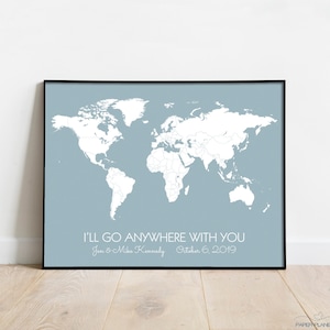 World Travel Map Print Unframed World Map Poster Personalized Wedding Gift for Couples Mother's Day Gift, 1st Year Anniversary Gift image 5