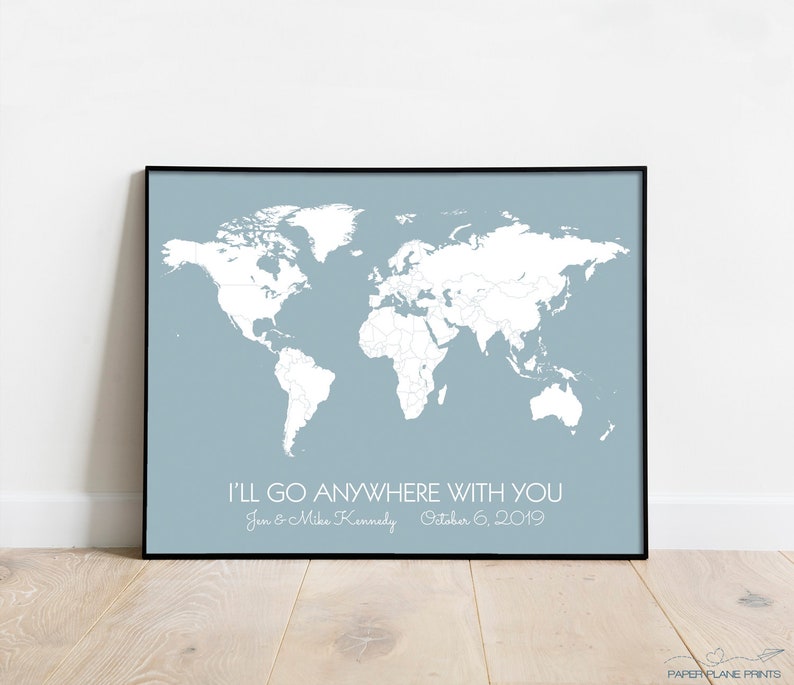 World Travel Map Print Unframed World Map Poster Personalized Wedding Gift for Couples Mother's Day Gift, 1st Year Anniversary Gift image 5