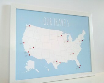 US Travel Map | Push Pin Map of America | United States Map Husband Gift | Sentimental Gift for Him | Adventure Awaits Boyfriend Gift 11x14