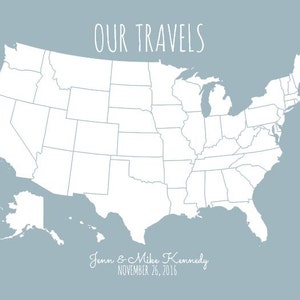 Couples Travel Map to Mark Places You Visit, Gift for Him or Her ...