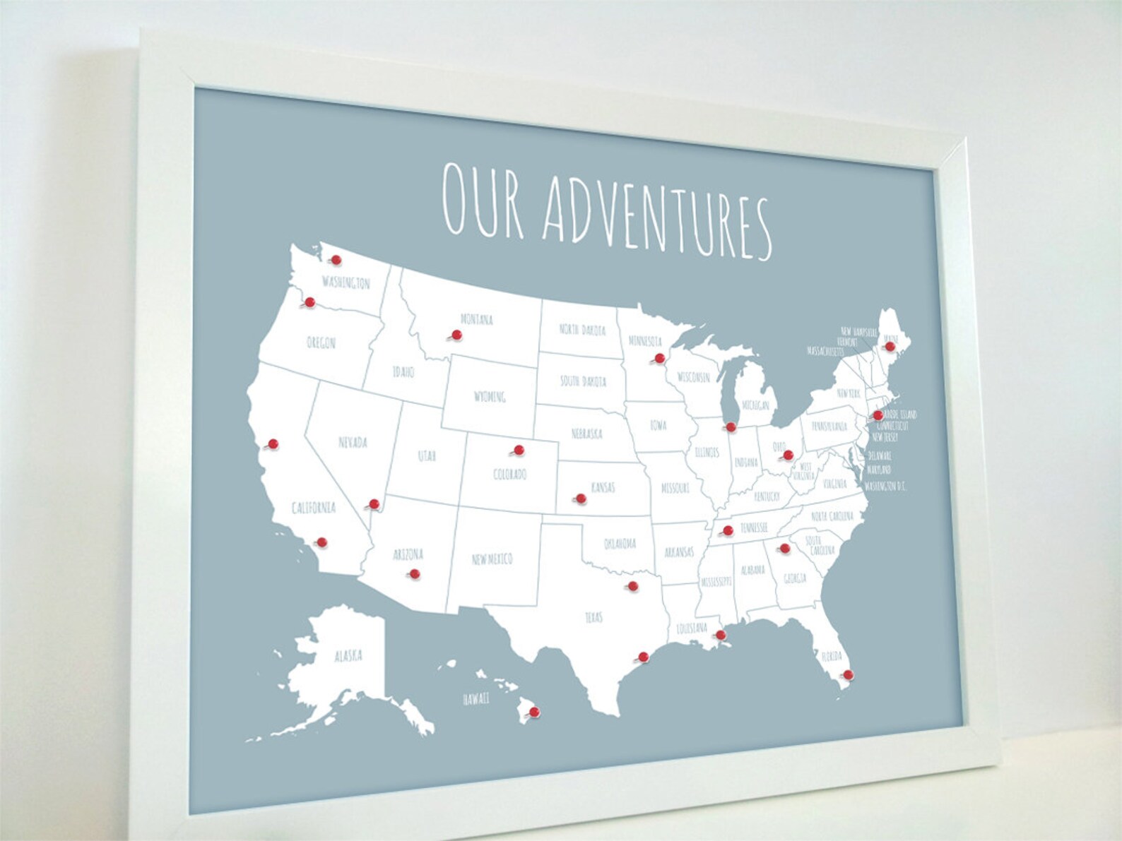 Mini USA Push Pin Map | DIY United States Travel Map Pin Board Kit ...