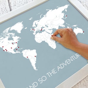 Adventure is Out There World Travel Map Print Unframed Map Poster Traveler Gift Farewell Graduation Gift for Him Where Ive Been Map image 5