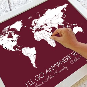 Personalized World Map Poster You Are My Greatest Adventure, Unframed Travel Map Print, Opt. Pins First Wedding Anniversary Gift for Him image 5