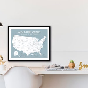 Personalized US Travel Map Print United States Pin Map Where We've Been Map Wedding Gift for Newlyweds First Year Paper Anniversary image 5