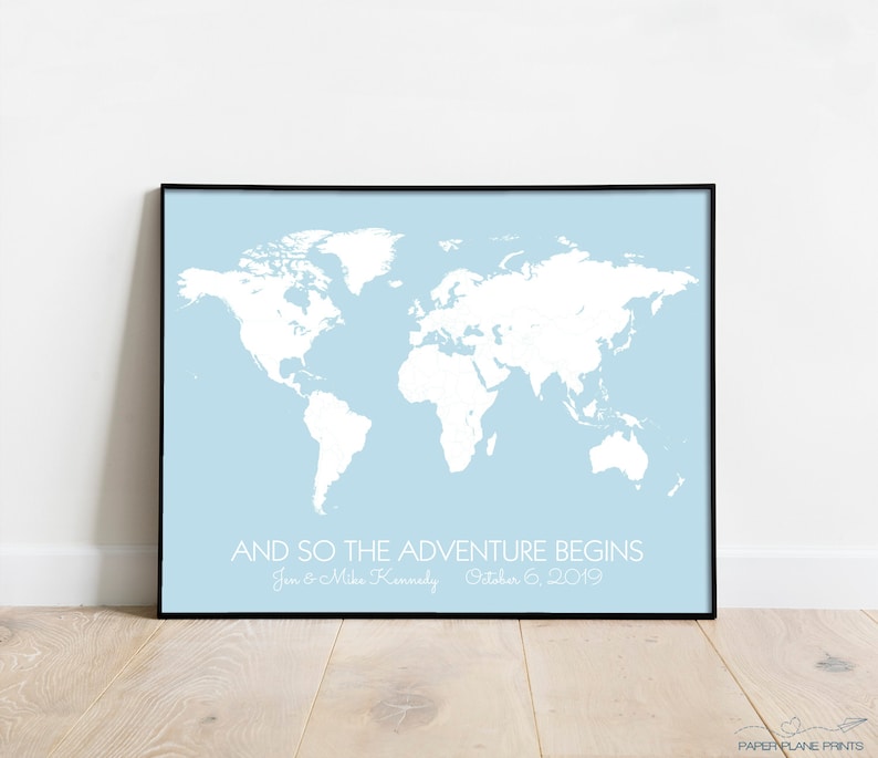 Personalized Travel Themed Wedding Gift for Husband World Travel Pin Map First Year Paper Anniversary Gifts for Him Minimalist Decor image 6