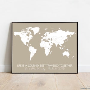 Personalized Travel Themed Wedding Gift for Husband World Travel Pin Map First Year Paper Anniversary Gifts for Him Minimalist Decor image 3