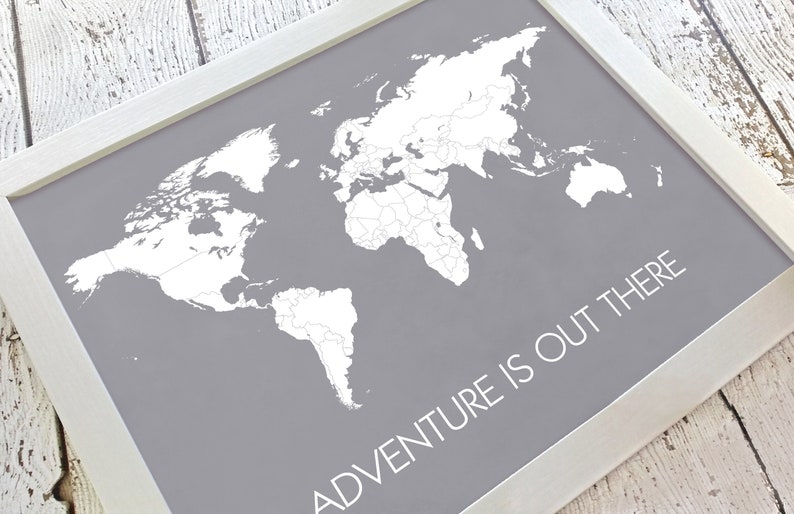 Adventure is Out There World Travel Map Print Unframed Map Poster Traveler Gift Farewell Graduation Gift for Him Where Ive Been Map image 1