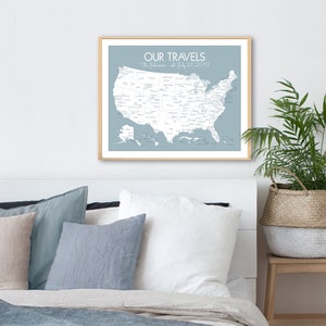 Personalized US Travel Map Print United States Pin Map Where We've Been Map Wedding Gift for Newlyweds First Year Paper Anniversary image 6