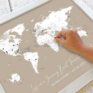 Personalized World Map Poster Couples Travel Map Print Wedding Gift, Family Vacation I'll Go Anywhere With You Unframed Wall Decor image 4