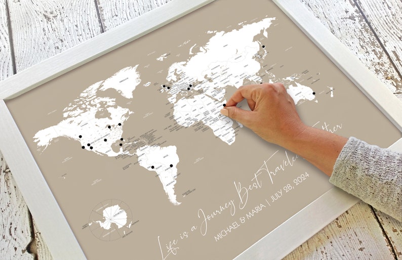 Personalized World Map Poster Couples Travel Map Print Wedding Gift, Family Vacation I'll Go Anywhere With You Unframed Wall Decor image 4