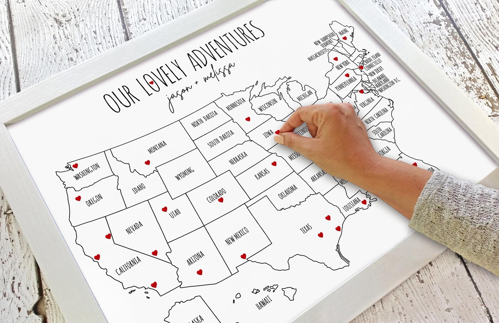 Personalized Gift for Couples, Map US, Unframed Adventure Map of Places ...