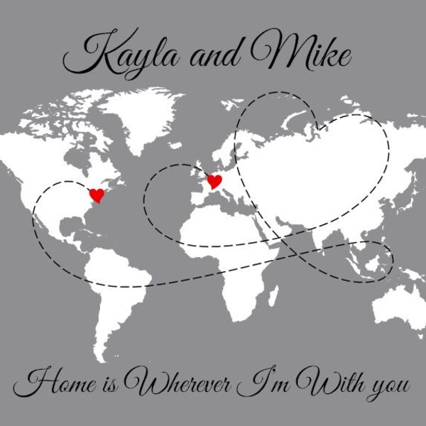 Personalized World Travel Map, Love Story Map, Large Map for Wedding Guestbook Alternative, Long Distance Map Guest Book Poster 16x20